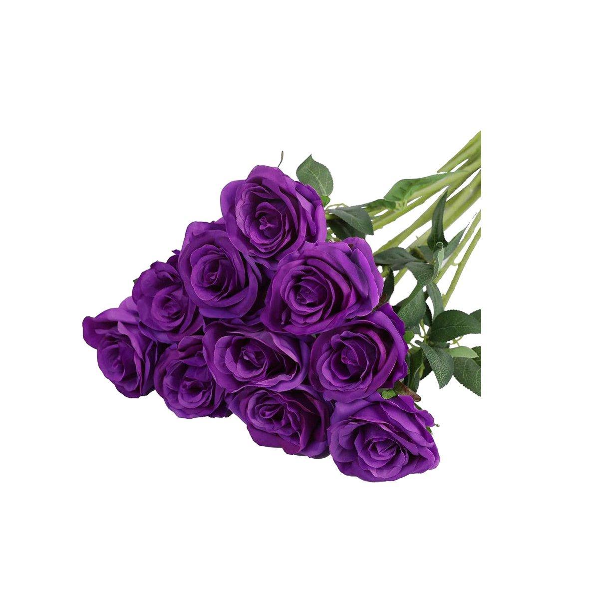 10pcs Artificial Silk Simulation Rose Flowers - Wedding Party Home Decorations - Dark-Blue
