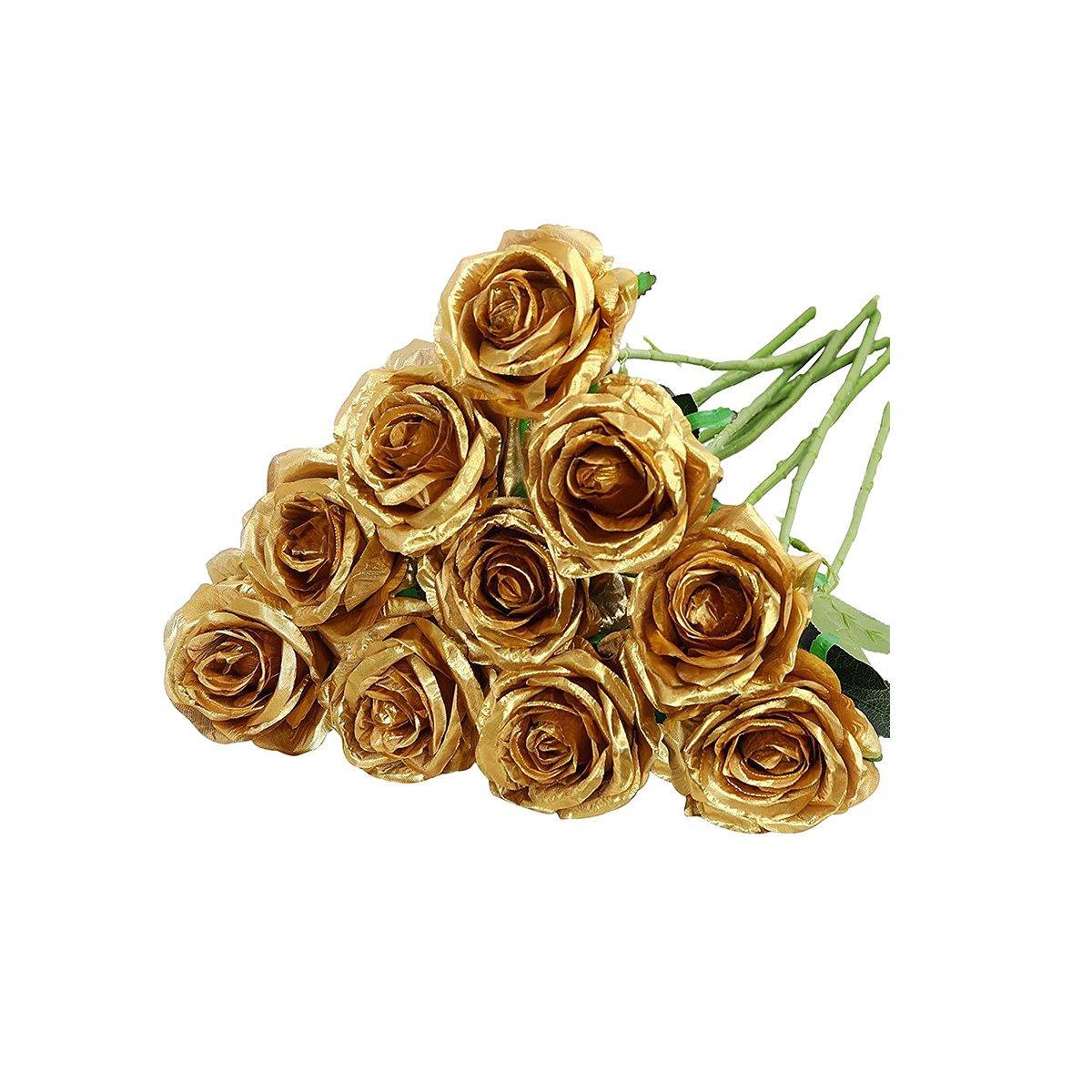 10pcs Artificial Silk Simulation Rose Flowers - Wedding Party Home Decorations - Dark-Blue