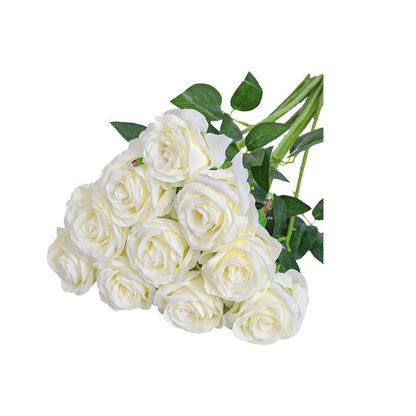 10pcs Artificial Silk Simulation Rose Flowers - Wedding Party Home Decorations - Light-Pink