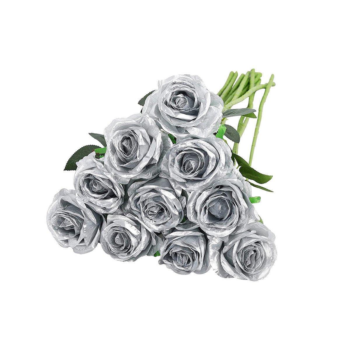 10pcs Artificial Silk Simulation Rose Flowers - Wedding Party Home Decorations - Light-Pink