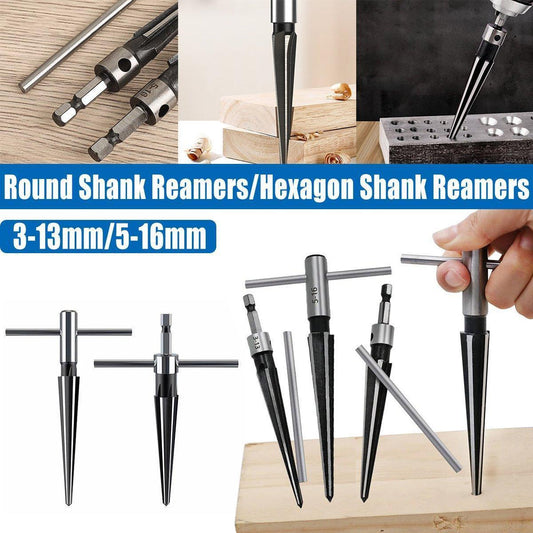 Round Shank Hexagon Shank T Handle Taper Reamer Tool for Drilling and Boring - Round Shank Reamer(3-13mm).