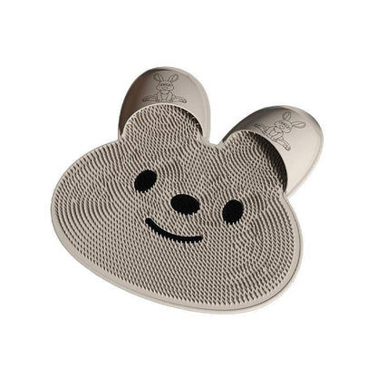 Silicone Foot Scrubber Rabbit Tub Mat Suction Cup Exfoliating Brush Cleaning Mat - Grey