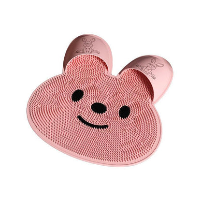 Silicone Foot Scrubber Rabbit Tub Mat Suction Cup Exfoliating Brush Cleaning Mat - Grey