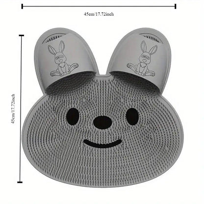 Silicone Foot Scrubber Rabbit Tub Mat Suction Cup Exfoliating Brush Cleaning Mat - Khaki