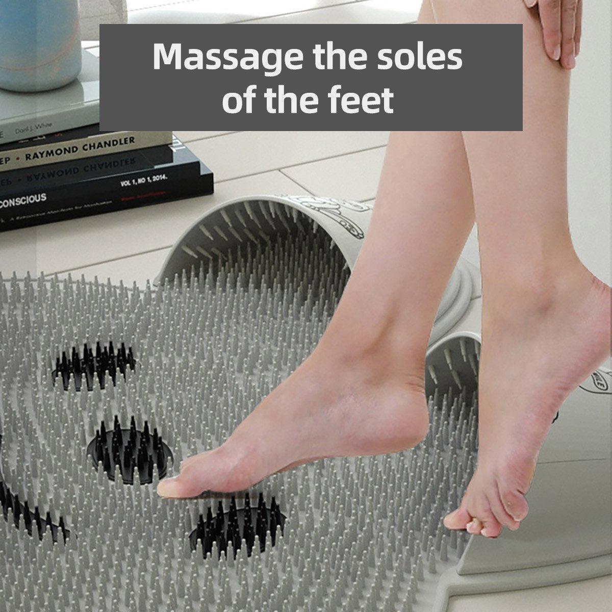 Silicone Foot Scrubber Rabbit Tub Mat Suction Cup Exfoliating Brush Cleaning Mat - Khaki