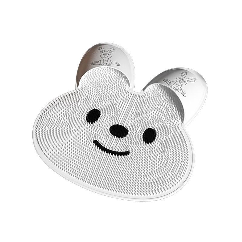 Silicone Foot Scrubber Rabbit Tub Mat Suction Cup Exfoliating Brush Cleaning Mat - Khaki