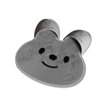 Silicone Foot Scrubber Rabbit Tub Mat Suction Cup Exfoliating Brush Cleaning Mat - Khaki