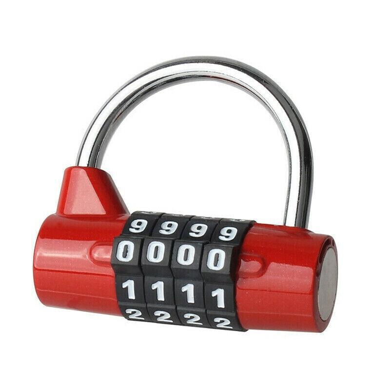 4 Digit Combination Padlock Wide Shackle Password Lock for Locker or Luggage - Silver.