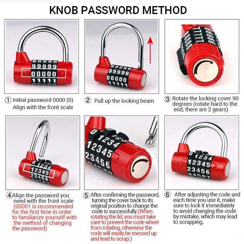 4 Digit Combination Padlock Wide Shackle Password Lock for Locker or Luggage - Silver.