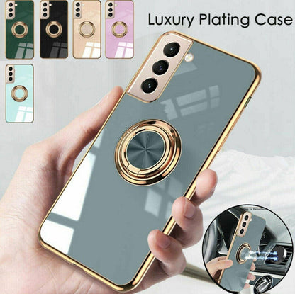 Dark Green Shockproof Ring Holder Case Cover for Samsung S22 Ultra S22 Plus Note 20 - Samsung Galaxy A53.