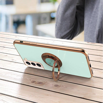 Dark Green Shockproof Ring Holder Case Cover for Samsung S22 Ultra S22 Plus Note 20 - Samsung Galaxy A53.