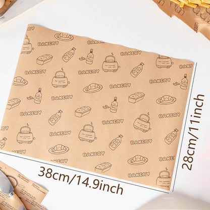 100pcs Sandwich Wrappers Oil Blotting Coated Paper Air Fryer Baking Parchment - Newspaper + Lemon Bear (Mixed)