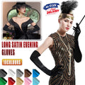 Elegant Long Satin Opera Gloves for Prom Party Wedding Costume or Formal Dress - Light Blue