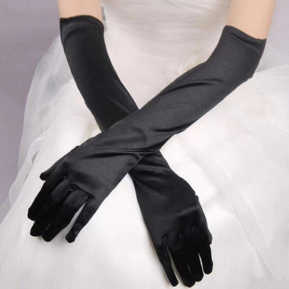Elegant Long Satin Opera Gloves for Prom Party Wedding Costume or Formal Dress - Light Blue