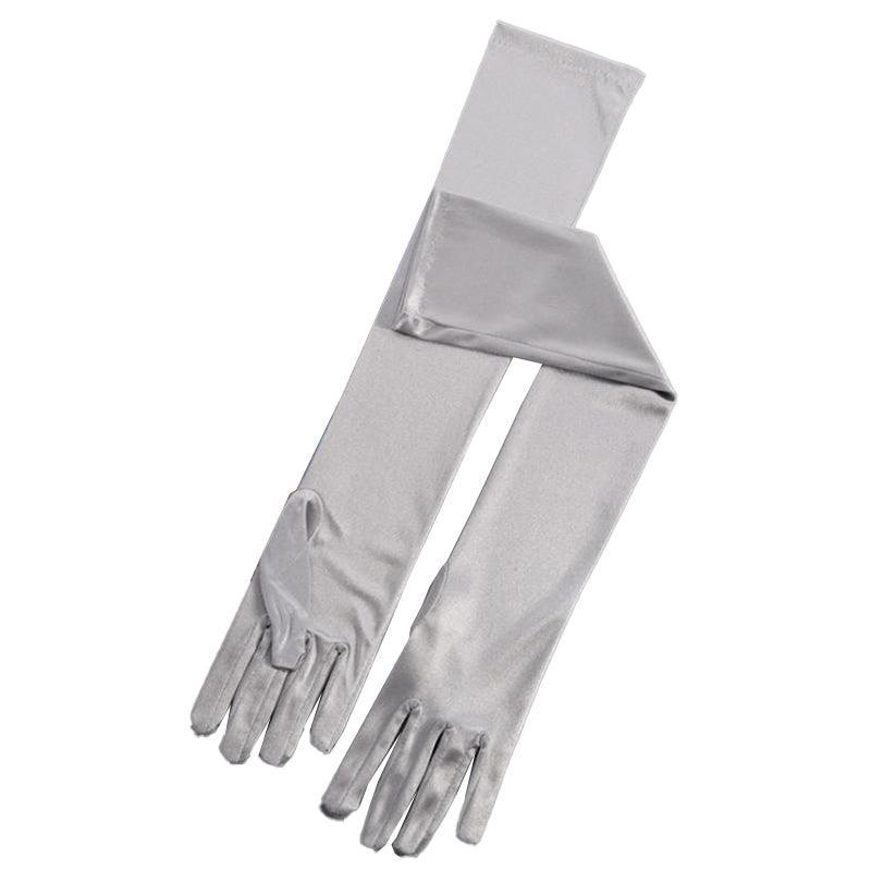 Elegant Long Satin Opera Gloves for Prom Party Wedding Costume or Formal Dress - Light Blue