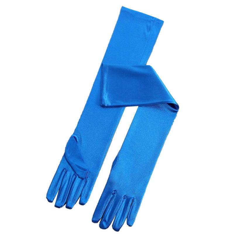 Elegant Long Satin Opera Gloves for Prom Party Wedding Costume or Formal Dress - Light Blue