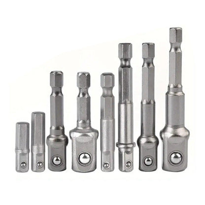 8pcs Hex Shank Socket Adapter Set 1/4 3/8 1/2 Inch Impact Driver Drill Bits.