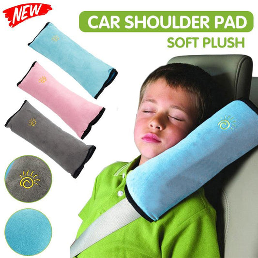 1/2Ã Soft Plush Car Shoulder Pad and Cushion Pillow for Travel Comfort - Beige.