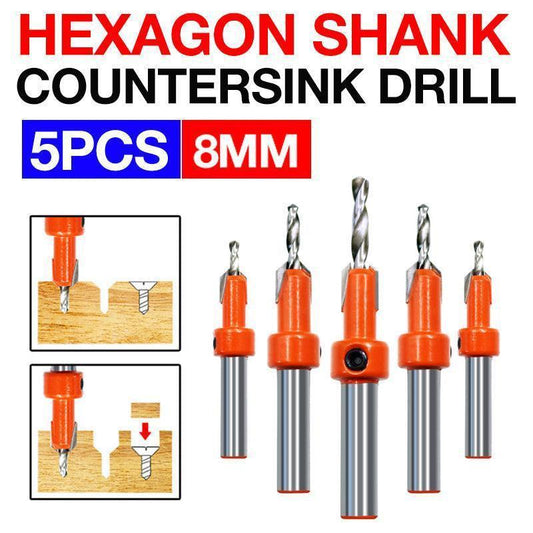 Hexagon Shank Countersink Drill Bit Woodworking Screw Wood Hole Drill Bit 8Mm.