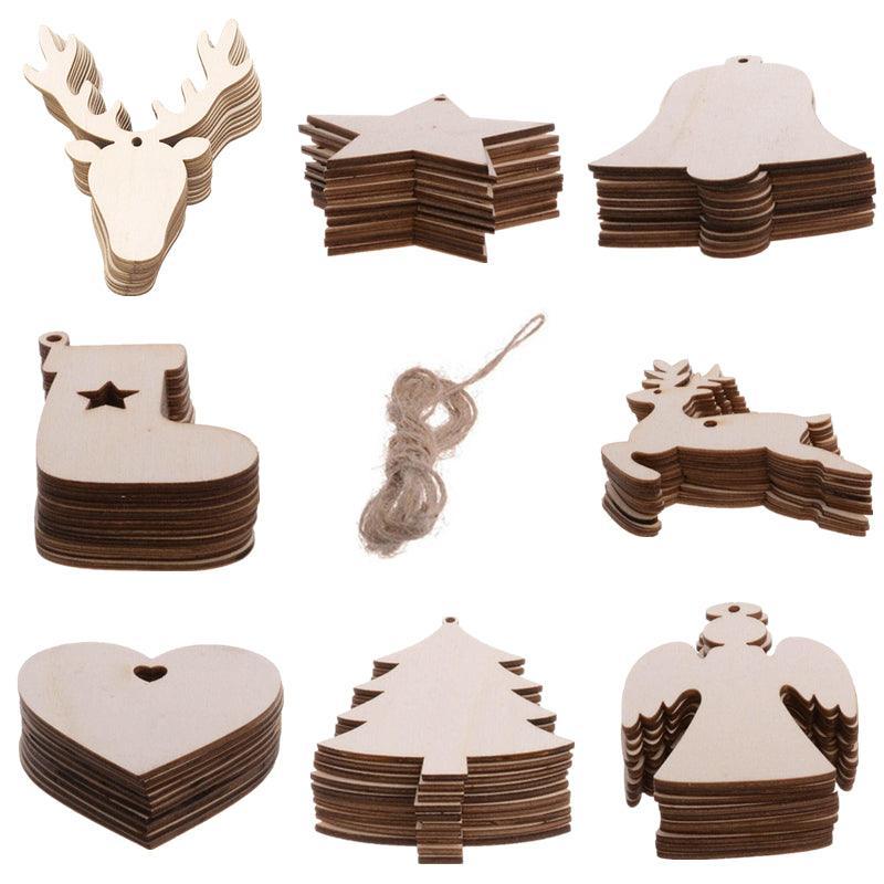 Wooden Christmas Hanging Ornament for Tree DIY Craft Decoration 10pcs - Bell