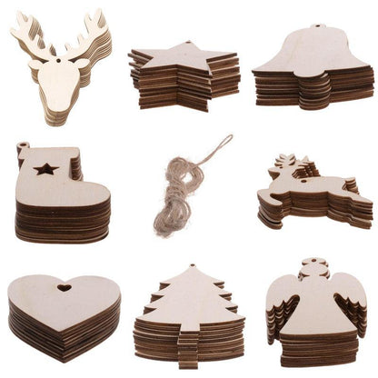 Wooden Christmas Hanging Ornament for Tree DIY Craft Decoration 10pcs - Bell