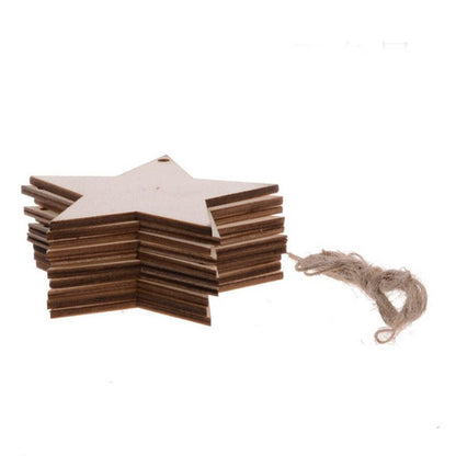 Wooden Christmas Hanging Ornament for Tree DIY Craft Decoration 10pcs - Bell