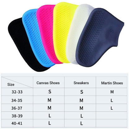 Shoe Cover Waterproof Silicone Non Slip Rain Water Rubber Foot Boot Overshoe L Size - White