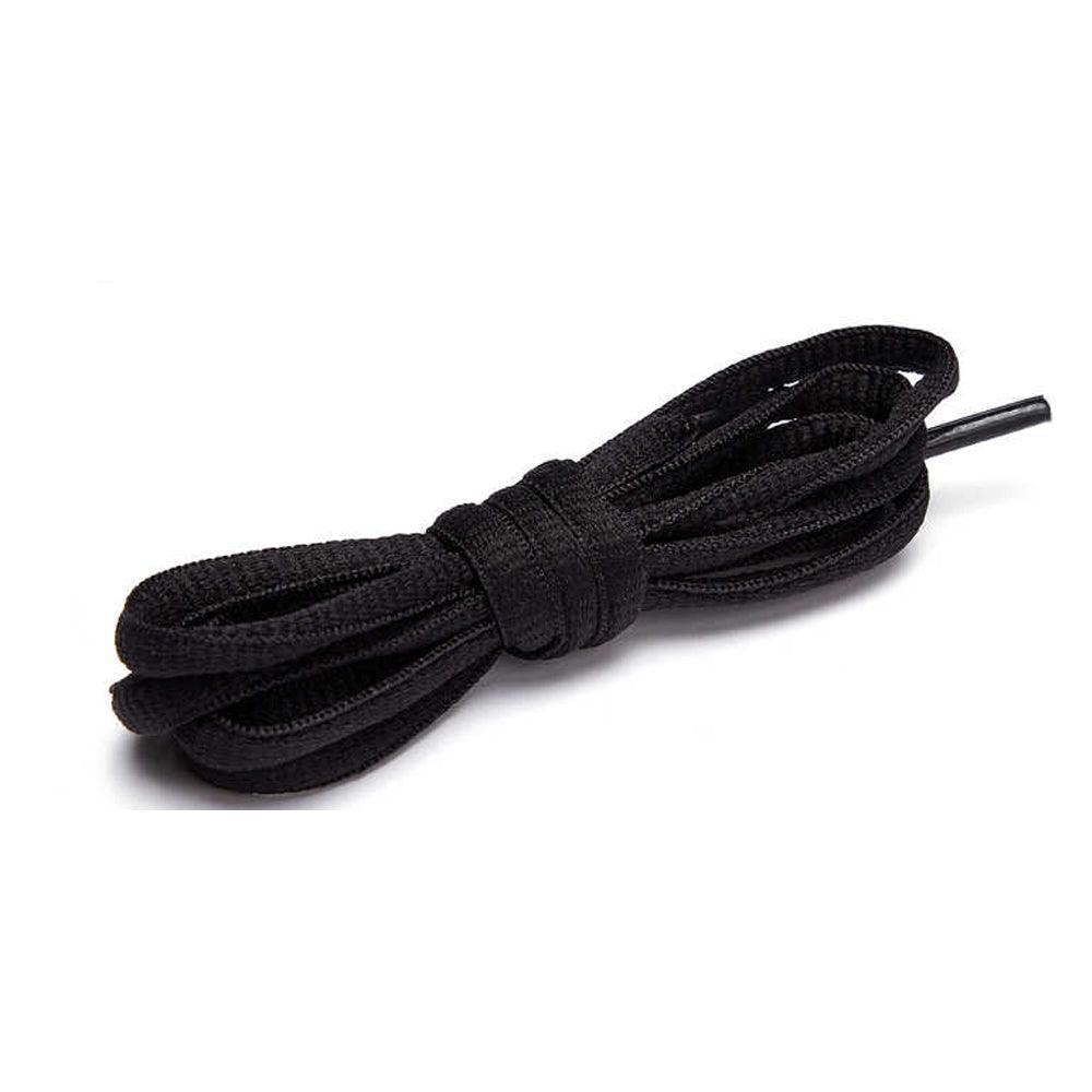 Shoelaces Colorful Coloured Flat Round Oval Bootlace Sneaker Shoe Laces - Oval-Black
