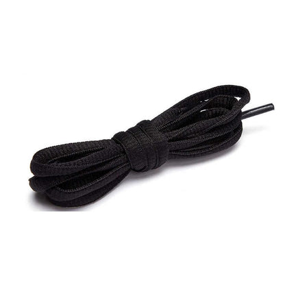 Shoelaces Colorful Coloured Flat Round Oval Bootlace Sneaker Shoe Laces - Oval-Black