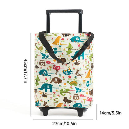 Lightweight Folding Shopping Cart Trolley with Wheels Retractable Tote Bag - White-Big