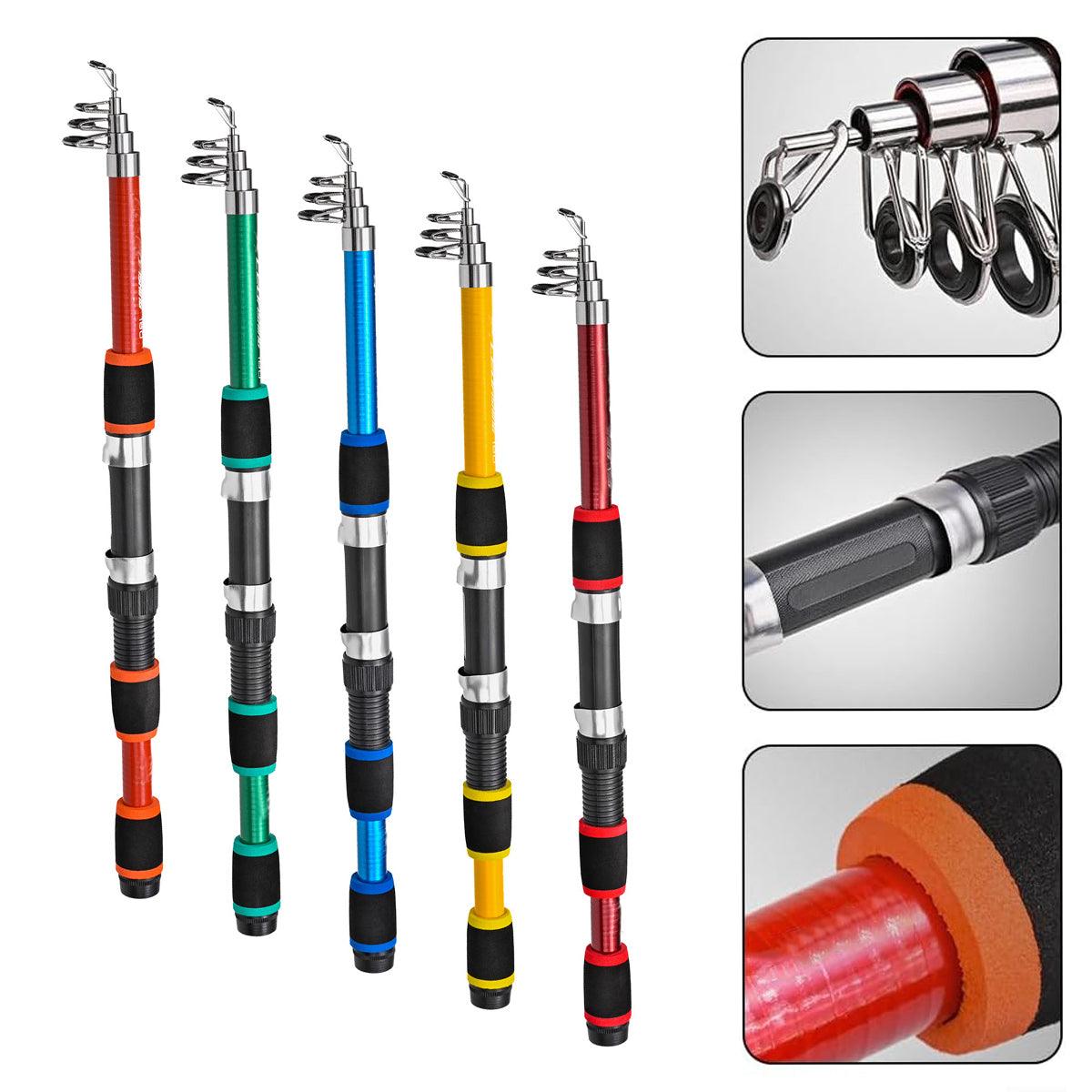 Telescopic Fishing Rod Lightweight Portable Sea Casting Rod Durable Glass Steel - Yellow.
