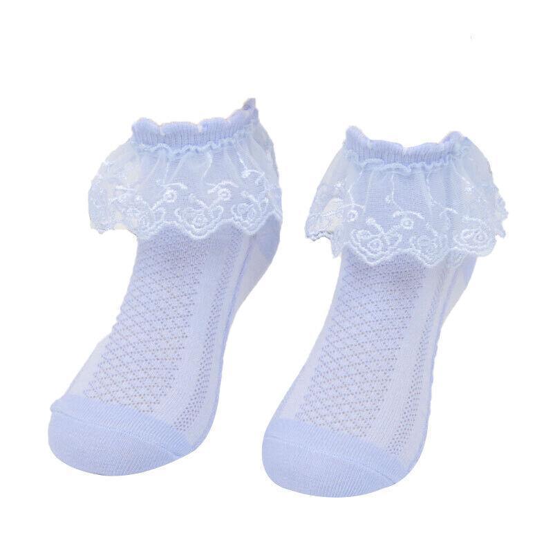 Lace Ruffle Frilly Short Socks for Girls Ankle Length M Size Fits 4-6 Years - Yellow