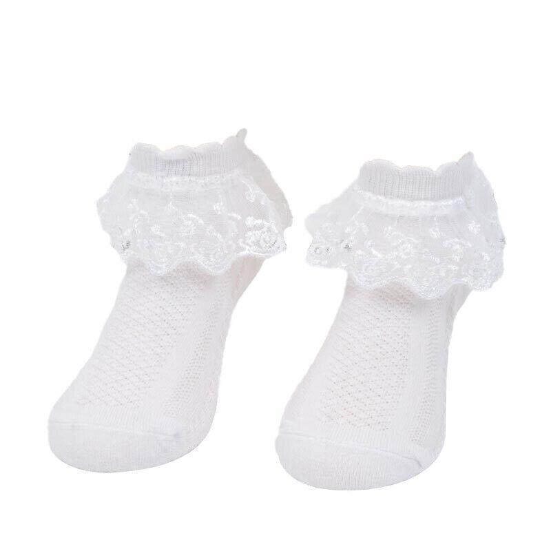Lace Ruffle Frilly Short Socks for Girls Ankle Length M Size Fits 4-6 Years - Yellow