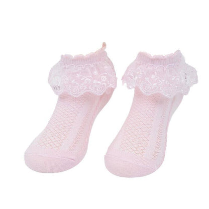 Lace Ruffle Frilly Short Socks for Girls Ankle Length M Size Fits 4-6 Years - Yellow