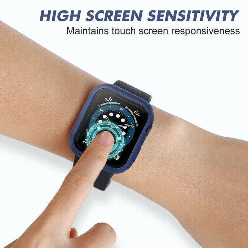 For Apple Watch iWatch Series SE 6 5 4 3 2 1 Case Full Glass Cover 38mm - Blue.