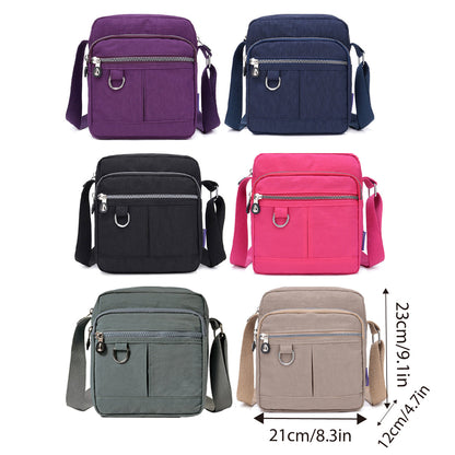 Ladies Shoulder Bag Nylon Fabric Lightweight Crossbody Small Casual Handbag - Dark Blue