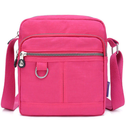 Ladies Shoulder Bag Nylon Fabric Lightweight Crossbody Small Casual Handbag - Dark Blue