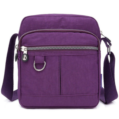 Ladies Shoulder Bag Nylon Fabric Lightweight Crossbody Small Casual Handbag - Dark Blue