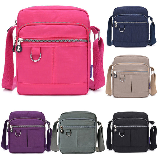 Ladies Shoulder Bag Nylon Fabric Lightweight Crossbody Small Casual Handbag - Purple