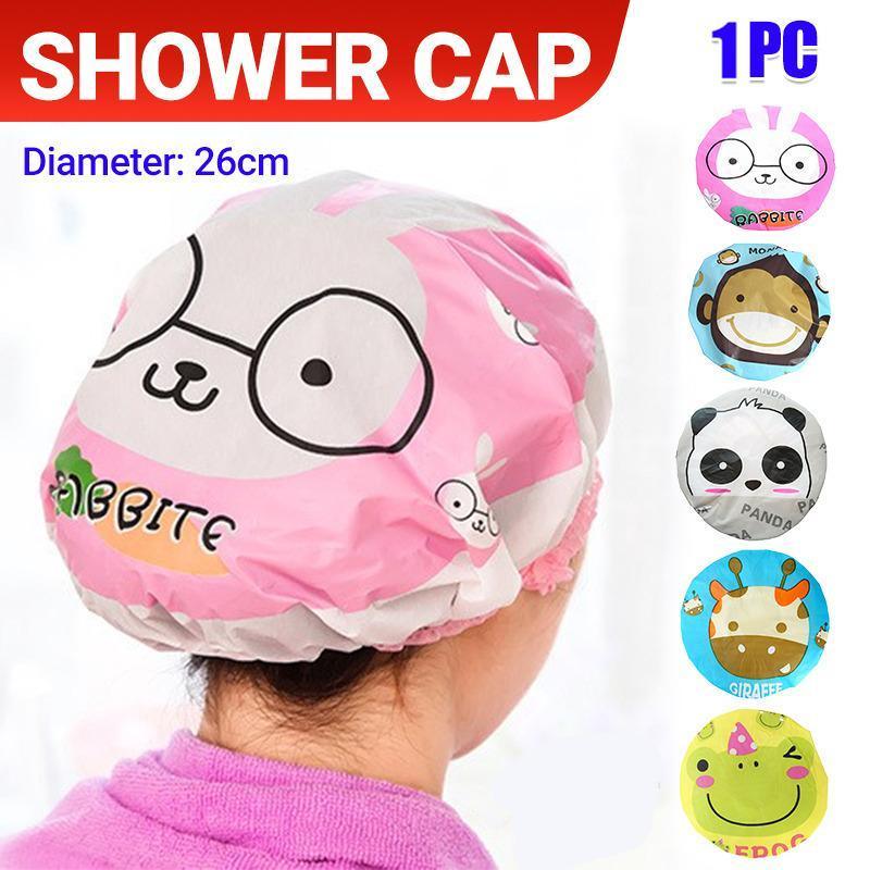 Reusable Women Girls Hair Wrap Waterproof Shower Bath Shower Cap Hat - Frog