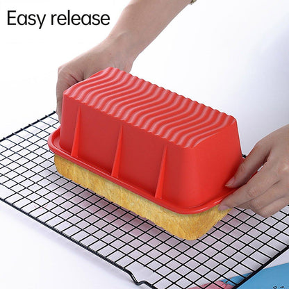 High Temperature Resistant Rectangular Silicone Cake Mold Baking Pan for Kitchen - Grey