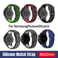 22mm 20mm Silicone Sports Watch Band for Samsung Huawei Huami Two-Tone Strap - 20mm-Red