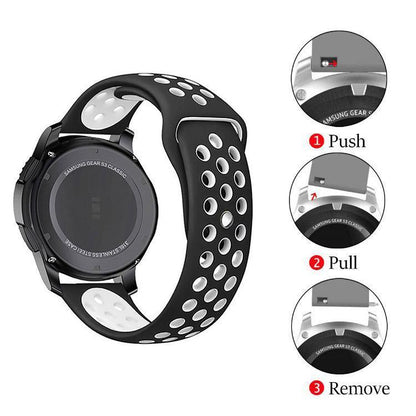 22mm 20mm Silicone Sports Watch Band for Samsung Huawei Huami Two-Tone Strap - 22mm-White