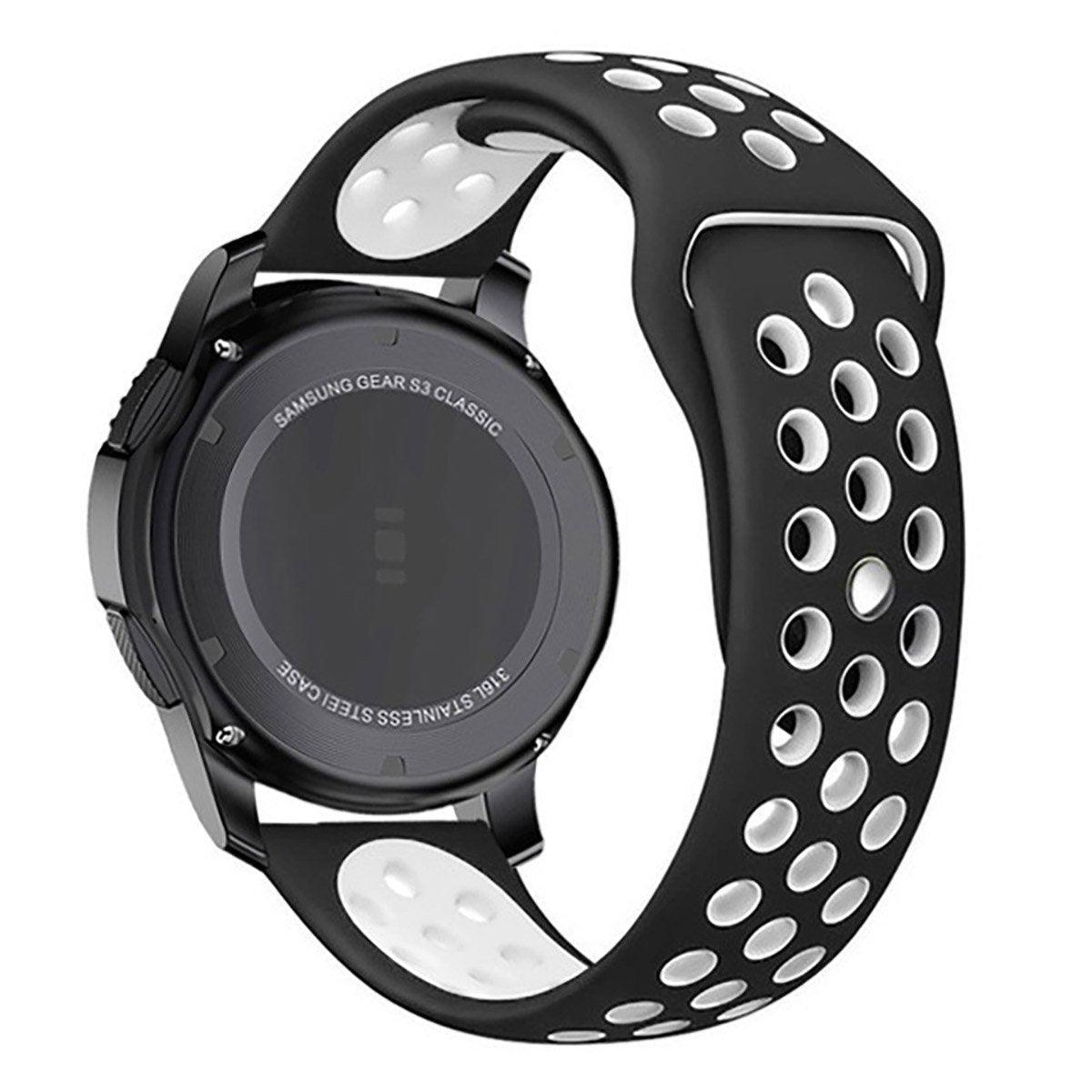 22mm 20mm Silicone Sports Watch Band for Samsung Huawei Huami Two-Tone Strap - 22mm-White