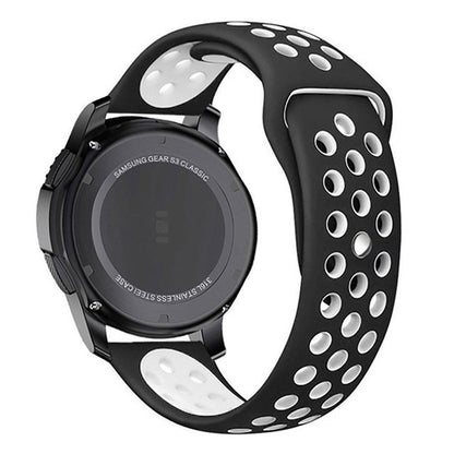 22mm 20mm Silicone Sports Watch Band for Samsung Huawei Huami Two-Tone Strap - 22mm-White