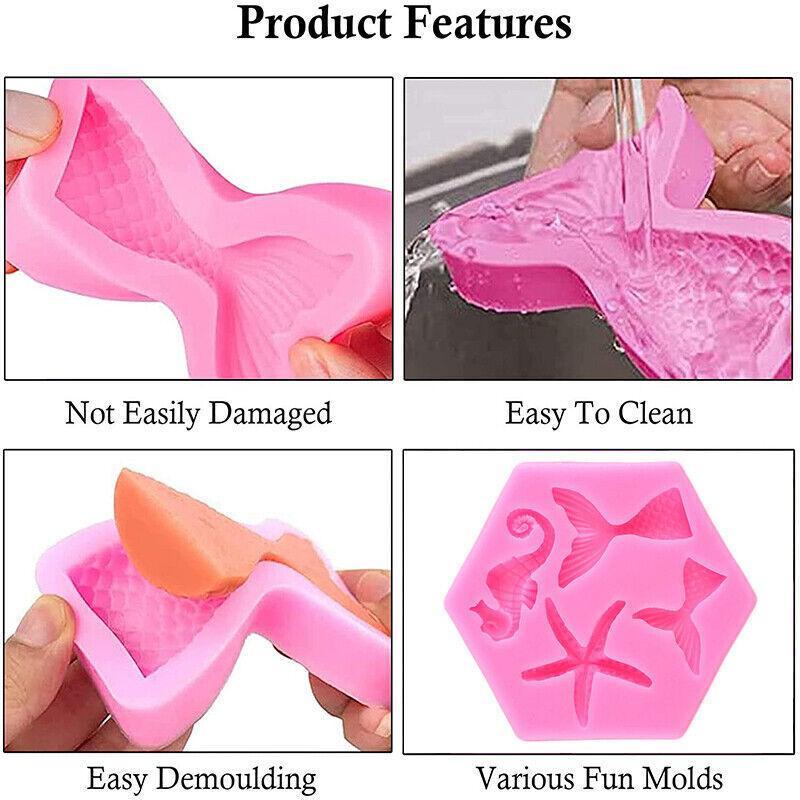 Mermaid Tail Sea Shell Silicone Cake Fondant Sugarcraft Mould Chocolate Mold - Mermaid Tail Small