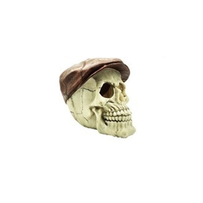 Artificial Fake Skull Head Bone Aquarium Ornament Fish Tank Decoration - Hat.