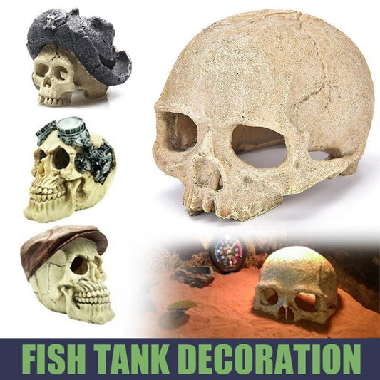 Artificial Fake Skull Head Bone Aquarium Ornament Fish Tank Decoration - Pirate.