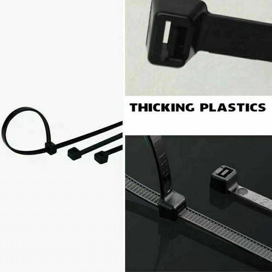 250X Cable Ties Zip Ties Nylon UV Stabilised Black Cable Tie - 3.5*250mm.