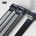 50X Cable Ties Zip Ties Nylon Uv Stabilised Black Cable Tie - 4.8*300mm.